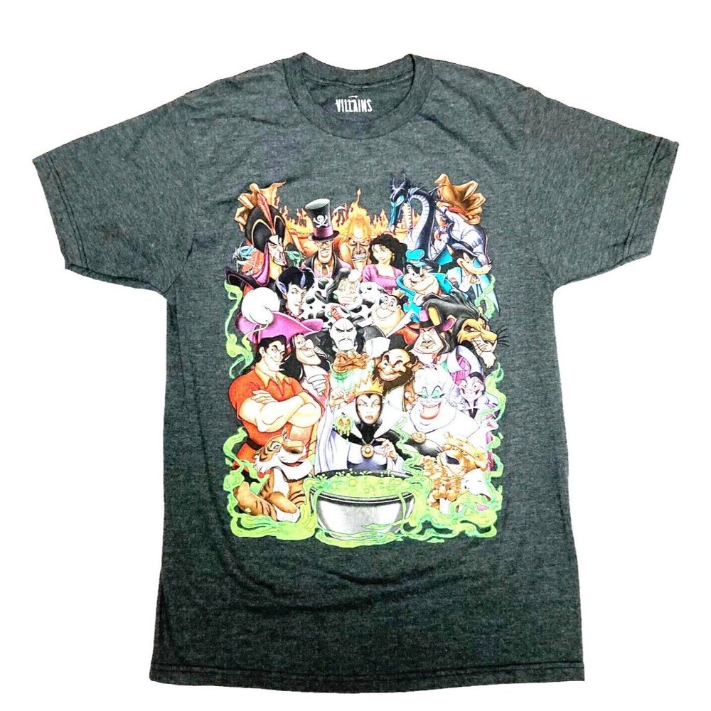 Disney Villains Gray Short Sleeve T-Shirt Top Adult Size Medium Men Women
